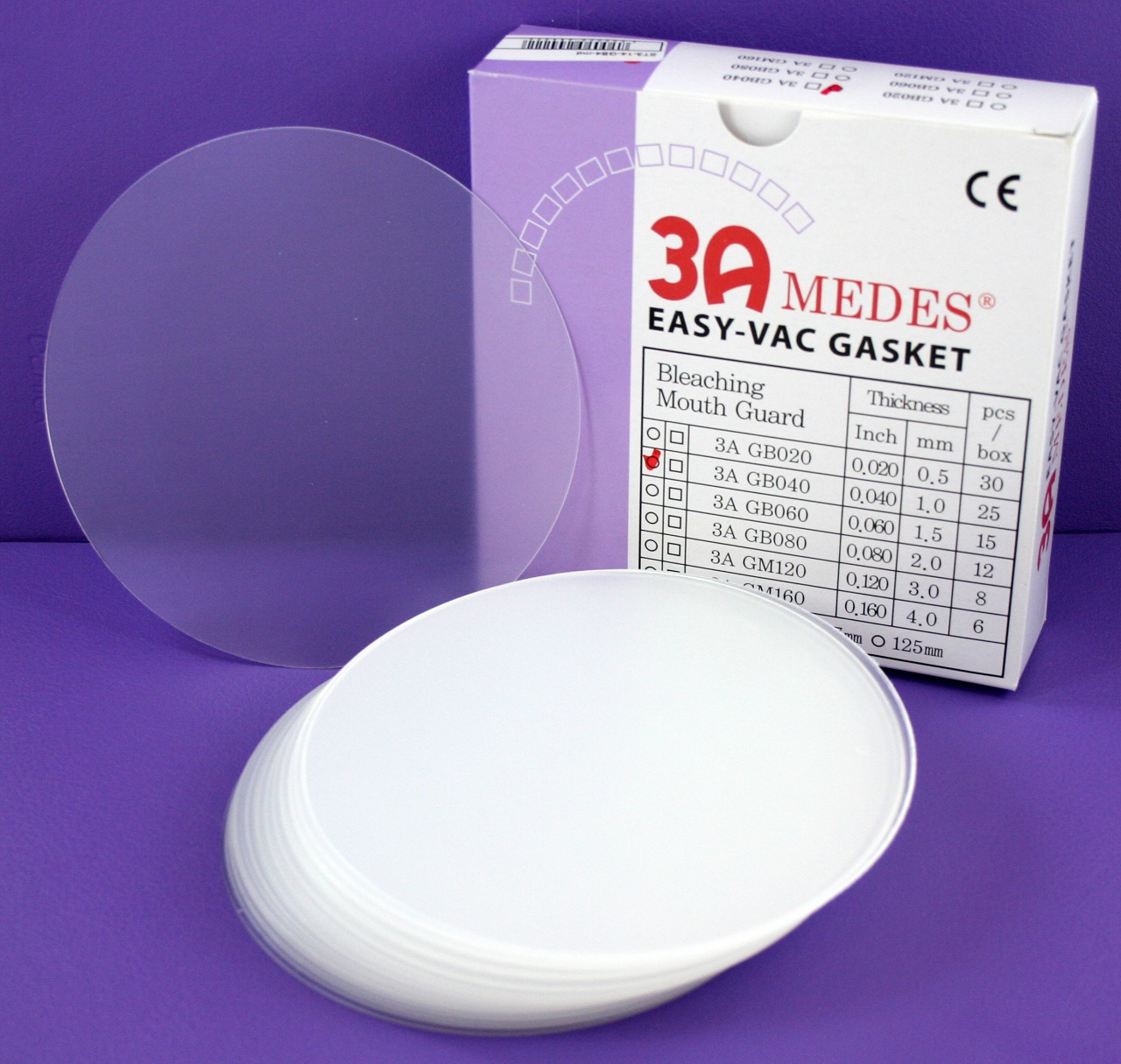 3A Medes EV Gasket пласт. мягк. для капп отбел., кругл. Ø125, 1,0 мм, уп.25